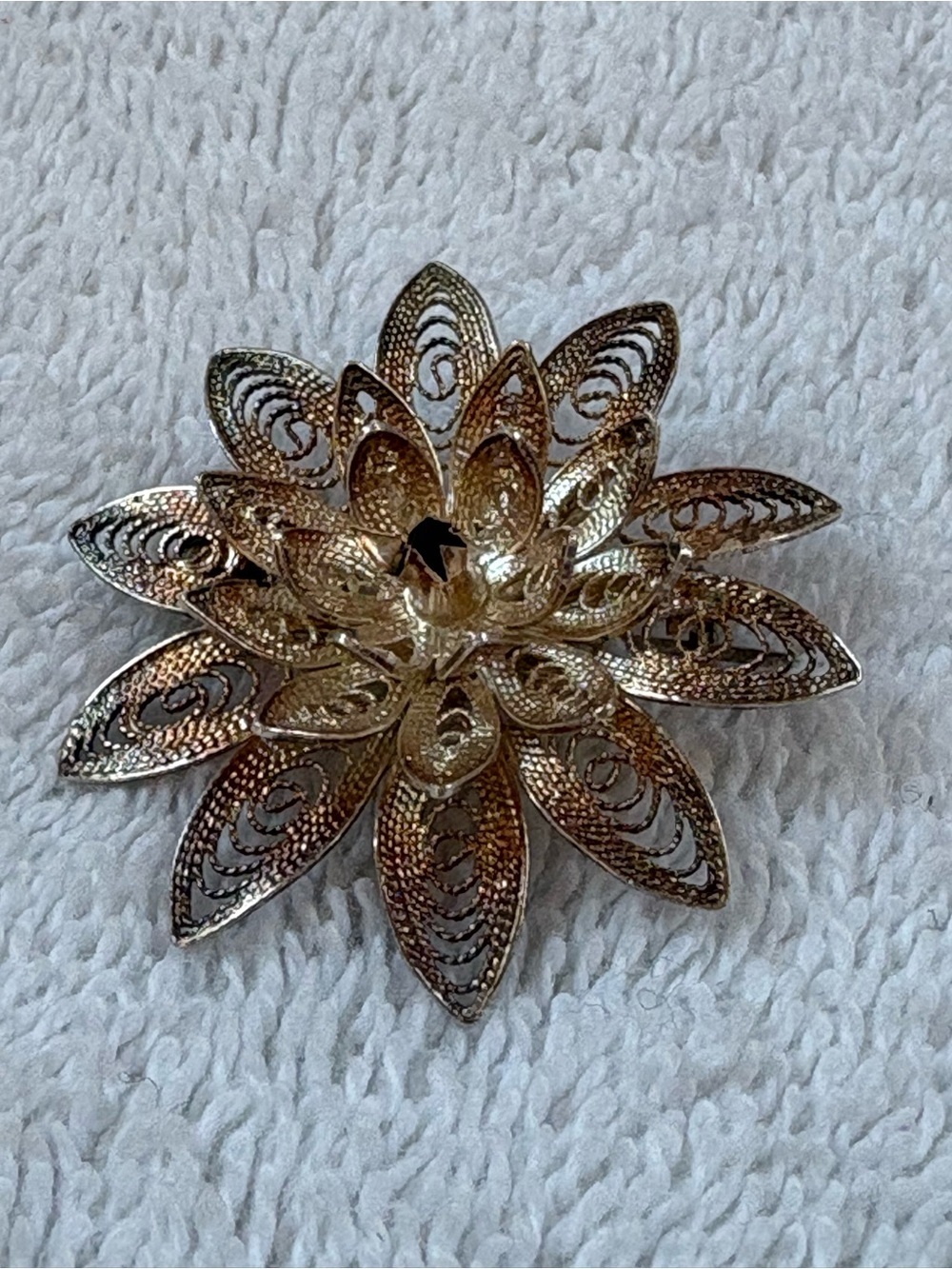 Vintage Sterling Silver 925 Filigree Flower Brooch Pendant Tiered Floral